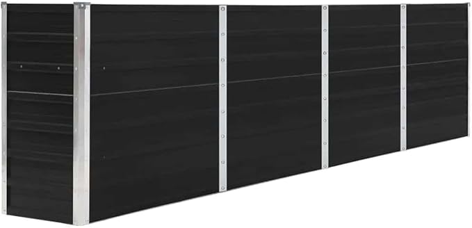 Raised Garden Bed Durable Galvanized Steel Planter Box 320x40x77cm Anthracite Finish for Outdoor Gardening on Balcony or Patio