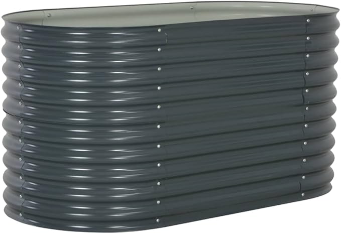 Garden Raised Bed 62.9x31.4x31.8 Galvanized Steel Gray