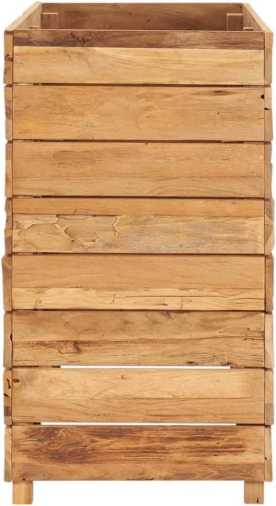 Raised Garden Bed Wooden Raised Bed Raised Garden Planter Box for Vegetables Flower Herb Gardening 39.4x15.7x28.3 Recycled Teak and Steel