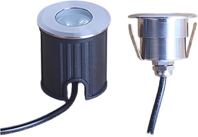 Buried Lights 1W Mini Underwater LED Recessed Spotlight Ultra-Thin Step Light IP68 Waterproof Stainless Steel Inground Light For Pool Fountain Garden Outdoor Landscape Lighting(Warm White Light62