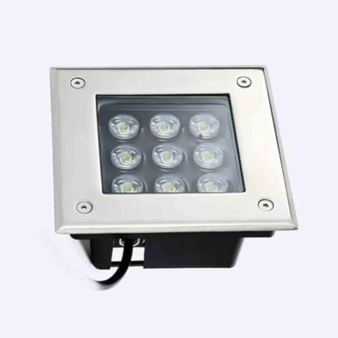 LED Landscape Lights - 85-265V Outdoor SpotlightsSquare Recessed Ground Light IP66 Waterproof Outdoor Buried Lights Ground LED Landscape LightsSpotlight Led Beam Lamp(Yellow Light9W)