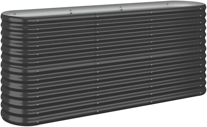 SKM Garden Raised Bed Powder-Coated Steel 59.8x15.7x26.8 Anthracite (9.16 KG/20.152 LBS)