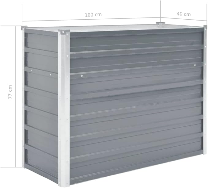 Garden Raised BedElevated Planter BoxRaised PlanterGarden BoxGarden BedPlanterfor Backyard Patio to Grow Vegetables Herbs and Flowers Galvanized Steel 39.4x15.7x31.3 Gray