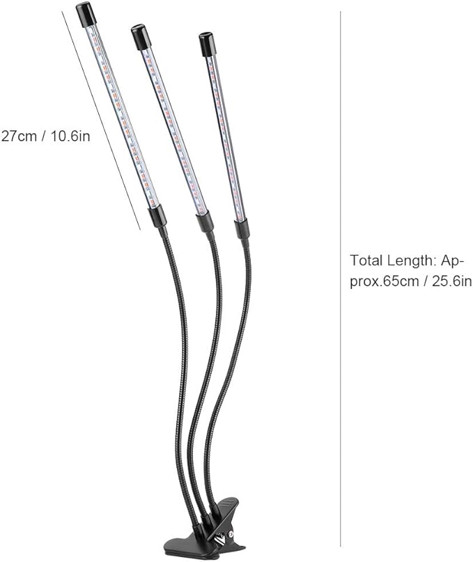 Hyuduo 30W Full Spectrum LED Plant Grow Light 3 Head Flexible Gooseneck with for Indoor Plants Vegetables Flowers Tent Greenhouses