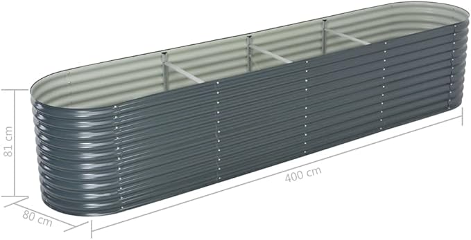 Garden Raised Bed PlanterGarden BedGalvanized Raised Garden BedPlanter Raised bedsGalvanized Planter157.5x31.5x31.9 Galvanized Steel Gray