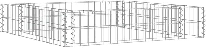 Gabion Raised Bed 39.4x39.4x7.9 in Square Galvanized Steel Planter Rustic Garden Box for Patio Balcony Vegetable Patch Outdoor Decor