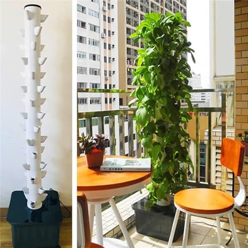 Hydroponic Tower 45 Holes Aquaponics Growing Sys-TEM Mesh Pots Growing 15 Tier Aeroponic Grow Kit for Fruits and Vegetables with Mo