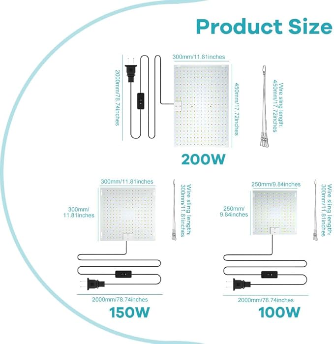 2PCS 1000W Sunlike Full Spectrum Grow Lights-360 LEDs 2835 Chips for High Luminance. High Yield Diodes Dimmable &amp Silent AV 100-277V US Plug Perfect for Hydroponics Indoor Vegetables &amp Seed