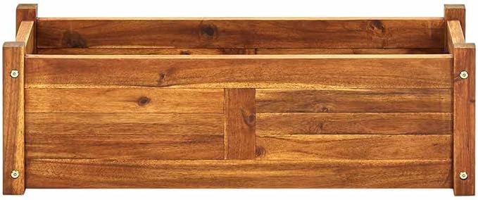Raised Bed Warm Rustic Acacia Wood Large Rectangular Garden Planter Box 29.9x29.9x9.8 inch Outdoor Indoor Plant Container