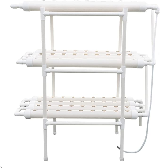 Pipe Type Hydroponic System 3 Layers 108 Holes Soilless Culture Equipment with Water Pump Controller Nest Basket Sponge for Wheatgrass Soybean Mung Hydroponics Nursery Planting