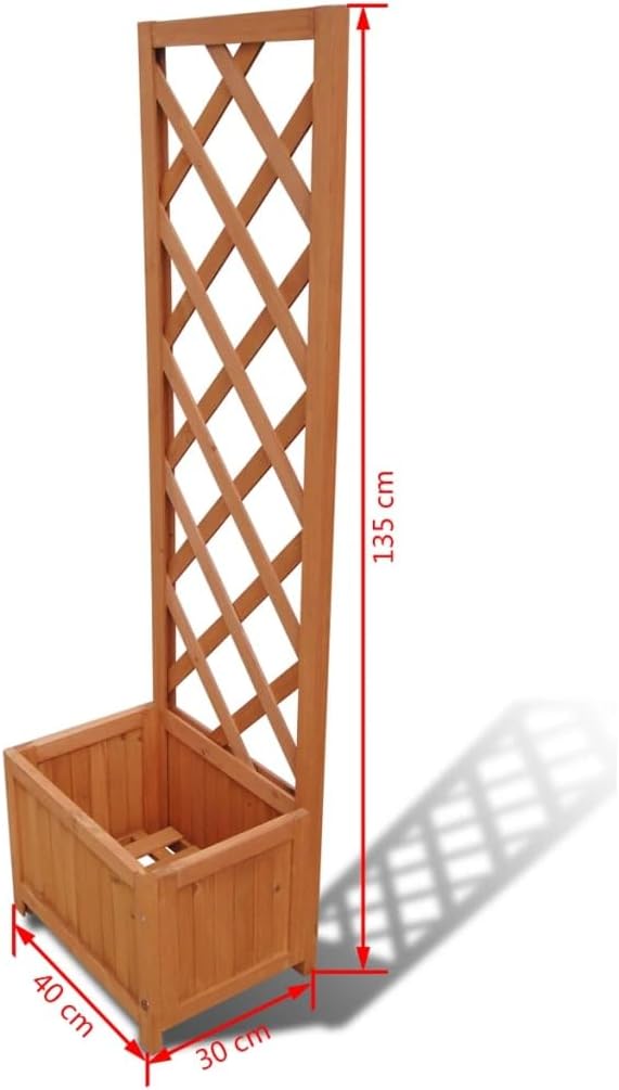Garden Planter Brown Solid Wood Medium Durable Weather-Resistant Outdoor Raised Garden Bed for Flowers Vegetables 15.7x15.7x53.1 Inch