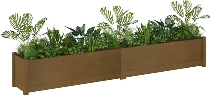 Set of 2 Wooden Raised Garden Bed Garden Planter Box Planter Raised Bed Wood Planter Box Grow Vegetable Flower Herb Gardening Honey Brown 78.7x12.2x12.2 Solid Wood Pine