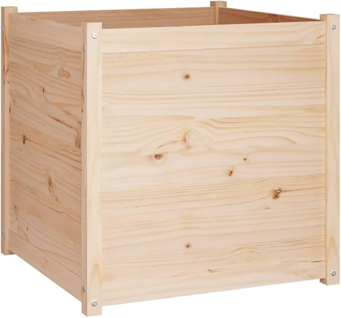 Wooden Garden Planter Box Durable Outdoor Herb Garden Planter Flower Box Plant Pot Outdoor Patio Planters and Flower Boxes Natural 27.6x27.6x27.6 Solid Wood Pine