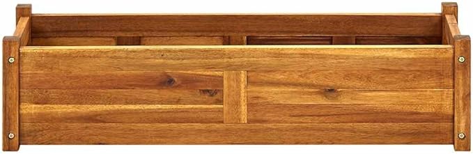 Raised Garden Bed Brown Acacia Wood 39.4x11.8x9.8 inch Durable Outdoor Planter Box for Vegetables Herbs Flowers