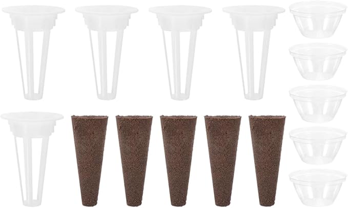 VANZACK 5sets Hydroponic Grow Basket Kit Humidity Domes for Soilless Plants for Indoor Gardening Includes Net Pots and Growing Accessories
