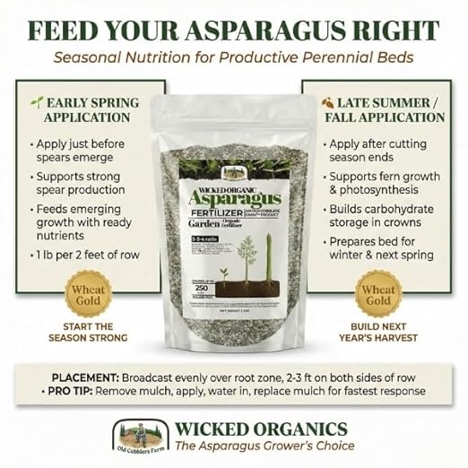 Old Cobblers Farm™ Wicked Organics Organic Asparagus Fertilizer - All-Natural Plant Nutrients for Healthy Growth (5lbs/10lbs/15lbs/20lbs) (10lbs)
