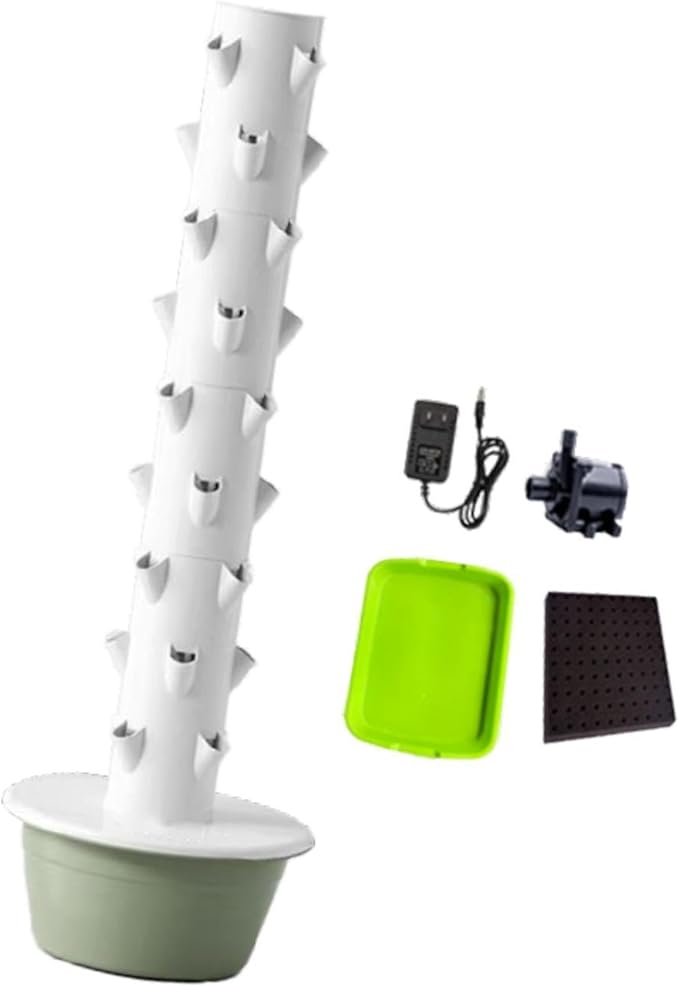 Hydroponics Growing System Hydroponic Tower Nursery Planter Plant Germination Kit Vertical Garden Planter for Flowers Peppers Green Size L