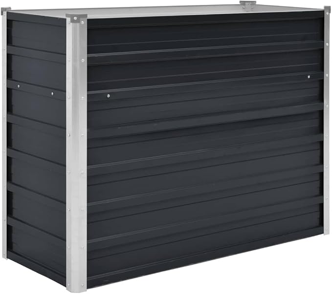 Galvanized Steel Raised Garden Bed Anthracite 39.4 x 15.7 x 30.3 in Planter Box for Herbs Flowers Vegetables Modern Outdoor Patio Planters