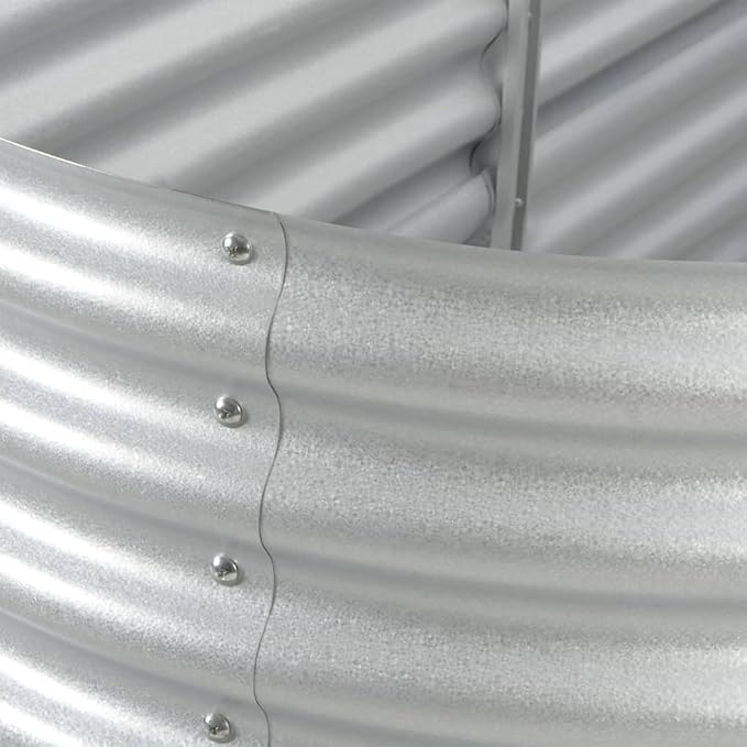 SKM Garden Raised Bed Garden Raised Bed 126x31.5x17.3 Galvanised Steel Silver