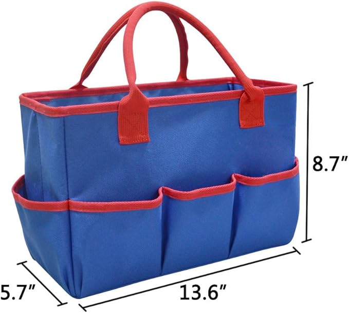 Garden Tool Kit 5 Side Pockets Garden Tote 600D Oxford Cloth Garden Tool Storage Bag Gardening Tool Kit Holder (Tools Not Included)
