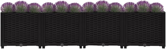 Raised Bed Garden Planter Outdoor Planter Box Natural Plant Pot Suitable for Growing Vegetables Flowers Herbs and Succulents 63x15.7x15 Polypropylene