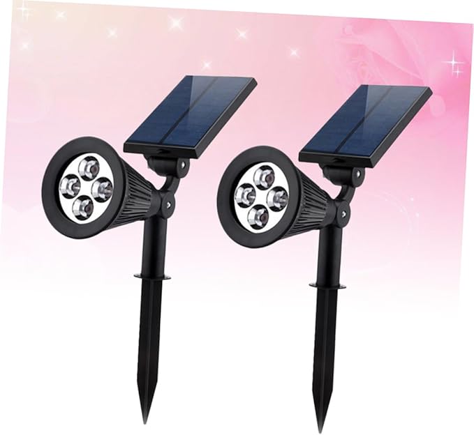 VILLCASE 2 Pcs Waterproof Solar Spotlights 4 LEDs RGB Landscape Lamp for Outdoor Lawn and Garden Solar Powered Ground Plug Light for Pathway and Patio