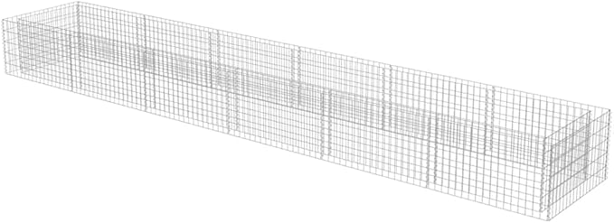 Gabion Raised Bed Silver Galvanized Steel 212.6x35.4x19.7 inch Outdoor Planter Box for Garden Patio Durable Metal Construction