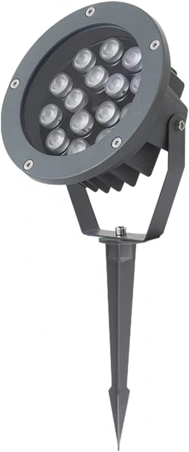 12W IP65 Waterproof LED Tree Spotlight - Round Outdoor Flood Light AC 220V Plug-in Landscape Projector for Garden and Lawn (Red)