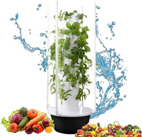 Indoor Vertical Hydroponic Garden Tower with LED Grow Light &amp Water Pump Self-Watering Smart Planter for Home Balcony Rooftop - 5/7/9 Tier 28 Holes Vegetable Growing System