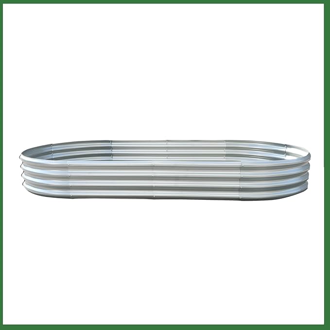 1 Pack 8x4x1Ft Silver Outdoor Metal Raised Garden Bed Flower Box Suitable for All Growth Conditions for Vegetables Fruits Flowers Herbs
