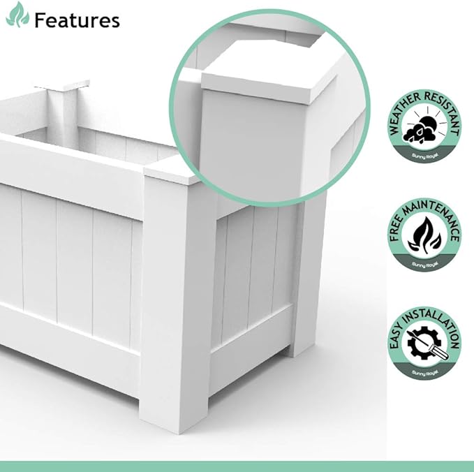 SunnyRoyal31 X 20 X 20 Garden Box Kit Vinyl Planter Raised Box Raised Bed Plastic Gardening Storage for Indoor/Outdoor Growing Vegetable 4Packs