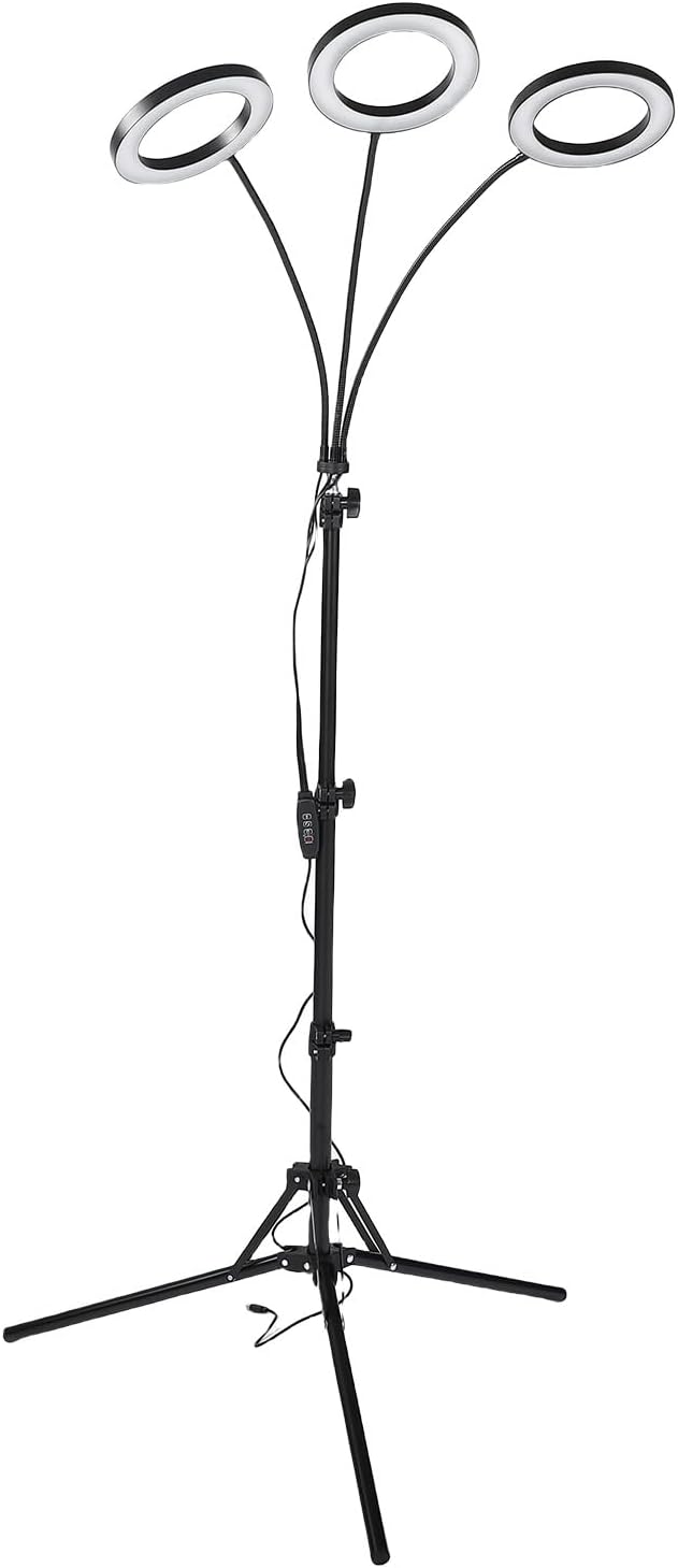 Buachois Plant Grow Light with 3/9/12H Timer 6 Brightness Levels Full Spectrum 108 LEDs Height Adjustable Floor Standing Lamp for Indoor House Plants (US Plug 3 Heads 28W Use 3A Adapter)