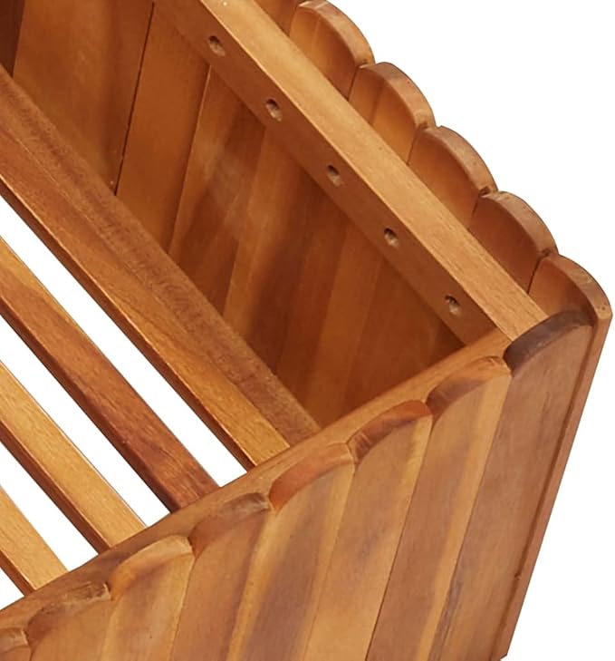 vidaXL Acacia Wood Raised Garden Bed - Outdoor Square Planter Box for Planting Brown Slatted Bottom Easy Assembly 39.3x39.3x9.8
