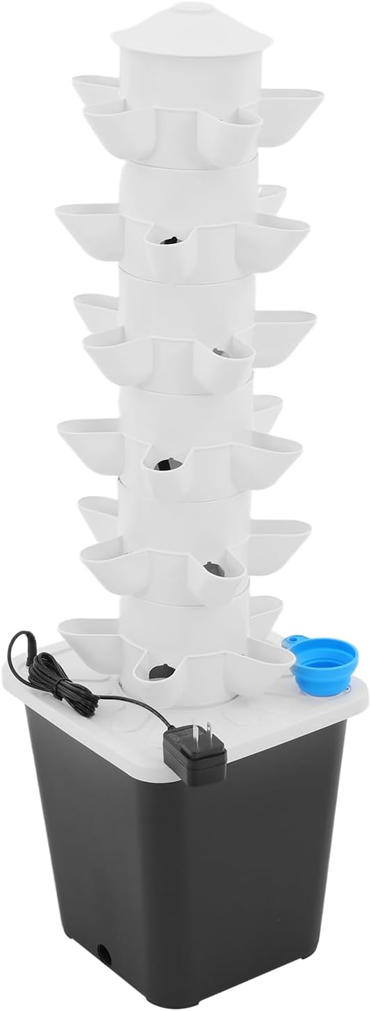 30 Pots Hydroponic Tower Growing System 6 Layers Vertical Hydroponics Tower Garden Growing System Space Saving Indoor Plants Smart Garden for Gardening Lover