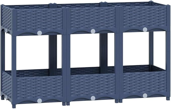Large Blue Grey Raised Bed Polypropylene Spacious Gardening Pots &amp Planters 310407