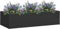 Rectangular Anthracite Steel Flower Box 35.4x15.7x9.1 Inch Durable Metal Planter for Outdoor Plants Garden Balcony