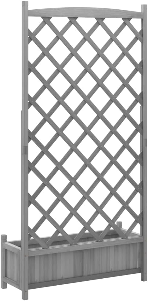 Rustic Grey Large Wooden Planter Box with Trellis Solid Fir Raised Garden Bed 35 x 13 x 71 in Outdoor Elevated Flower Box for Balcony Patio Terrace