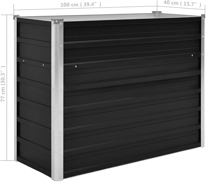 YAFF Garden Raised Bed Anthracite 39.4x15.7x30.3 Galvanized Steel(Anthracite)