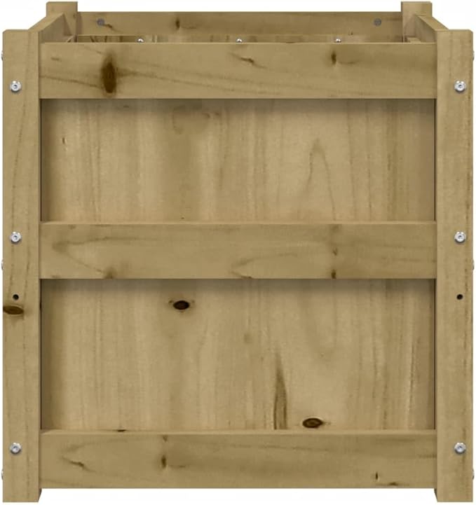 Garden Planter Brown Treated Pine Wood 19.7 in Square Outdoor Raised Garden Bed Decorative Touches for Patio Deck and Yard Durable Construction