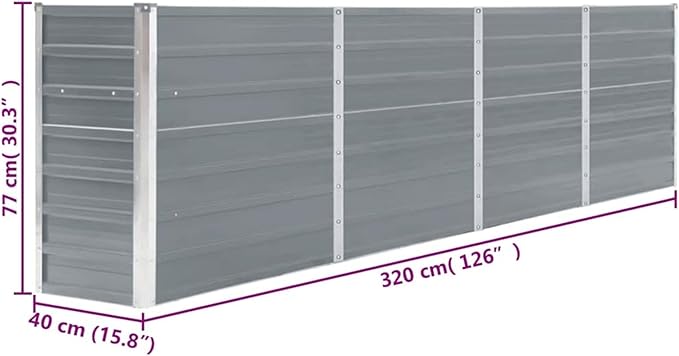 Durable Galvanized Steel Raised Bed Planter - Large Deep Easy Assembly Gray Finish