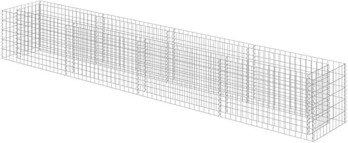 Gabion Raised Garden Bed Silver Galvanized Steel 141.7x19.7x19.7 Inches Outdoor Planter Box for Landscaping Durable Metal Construction