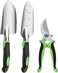 Farm Tool Set Three-Piece Aluminum Alloy Garden Tool Set Gardening Tools(Green Shovel Small Shovel Scissors)