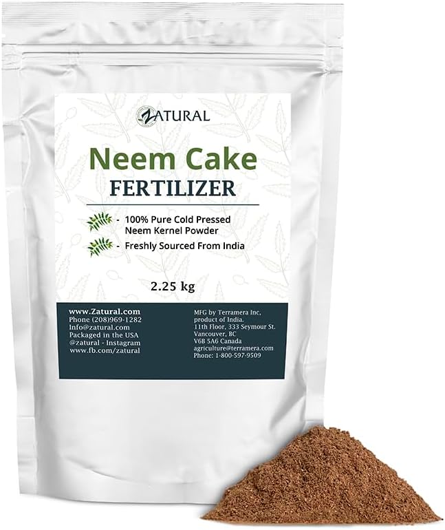 Zatural Natural Neem Cake Powder | Premium Organic Soil Conditioner &amp Plant Fertilizer | Azadirachta Indica Seed Meal (5 Pounds)