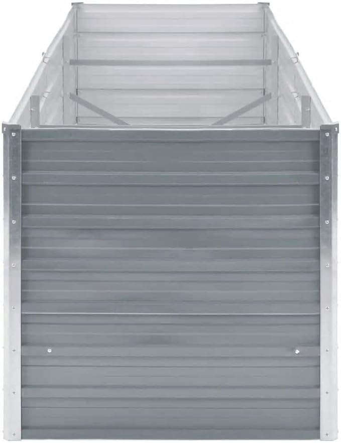 Raised Garden Bed Grey Galvanized Steel 94.5x31.5x30.3 in Sturdy Outdoor Planter Box for Vegetables Herbs Flowers