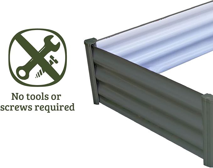 The Organic Garden Co. Premium Galvanized DIY 4' x 3' Rectangle Garden Bed with Easy Assembly Superior Drainage Woodland Gray Steel Metal Planter Box 12 Walls for All Plants