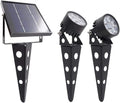 Solar Spot Lights Outdoor Legacy Mini 50X Twin Solar-Powered LED Spotlight (Cool White LED) for Outdoor Garden Yard Landscape Uplight Downlight Waterproof Black Finish