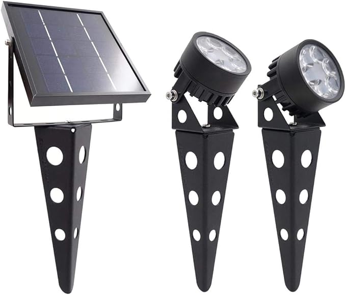 Solar Spot Lights Outdoor Legacy Mini 50X Twin Solar-Powered LED Spotlight (Cool White LED) for Outdoor Garden Yard Landscape Uplight Downlight Waterproof Black Finish