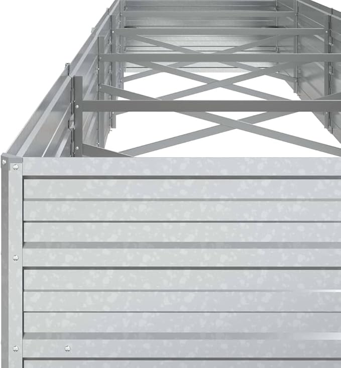 SKM Garden Raised Bed Silver Galvanized Steel 157.5 x 31.5 x 17.7 inSilver (Weight 28.18KG)