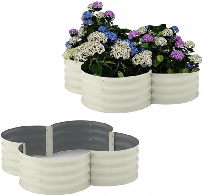 2-Pack Galvanized Raised Garden Beds 48x48x12 in Outdoor Planter Boxes with Open Base for Vegetables Herbs Flowers. Rust-Resistant Steel Raised Garden Beds for Backyard Patio Lawn Beige