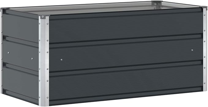Steel Raised Garden Bed for Gardening Metal Planter Box for Vegetables Fruits Flowers 39.37 x 19.69 x 17.72 in Anthracite -547